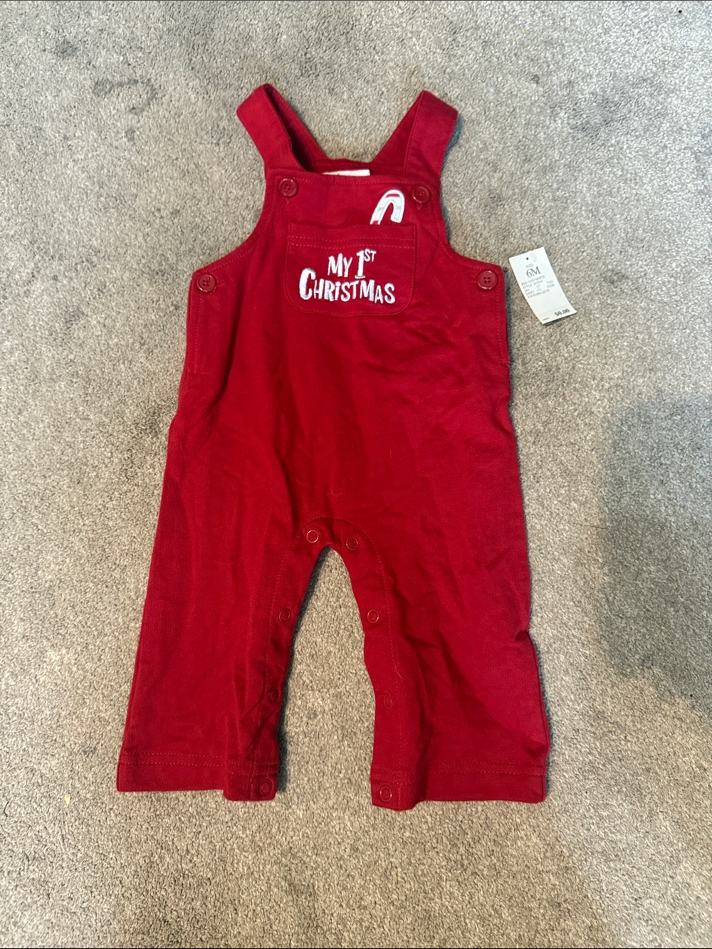 Circo Vintage Red First Christmas Overalls Size 6M